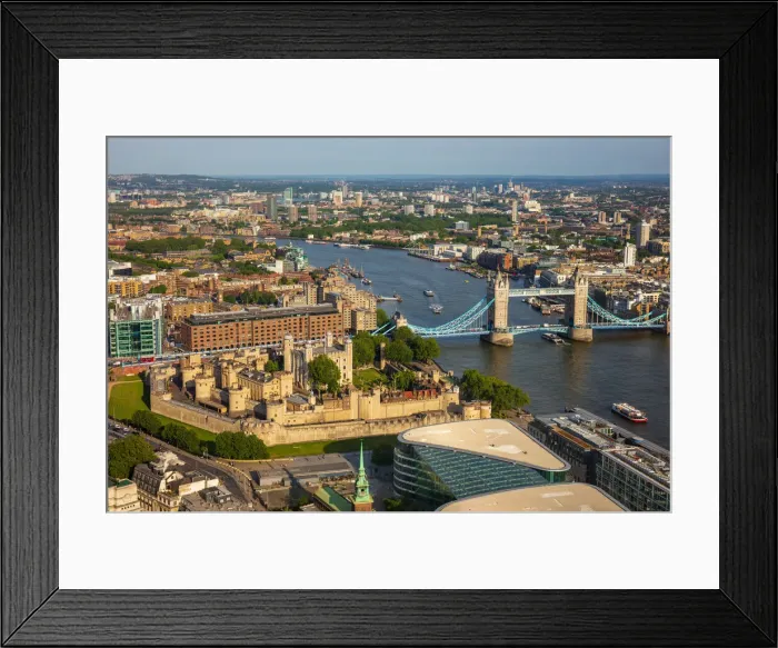 Framed Print : River Thames, Tower of London and Tower Bridge from above, London, England Framed Print : River Thames, Tower of London and Tower Bridge from above, London, England