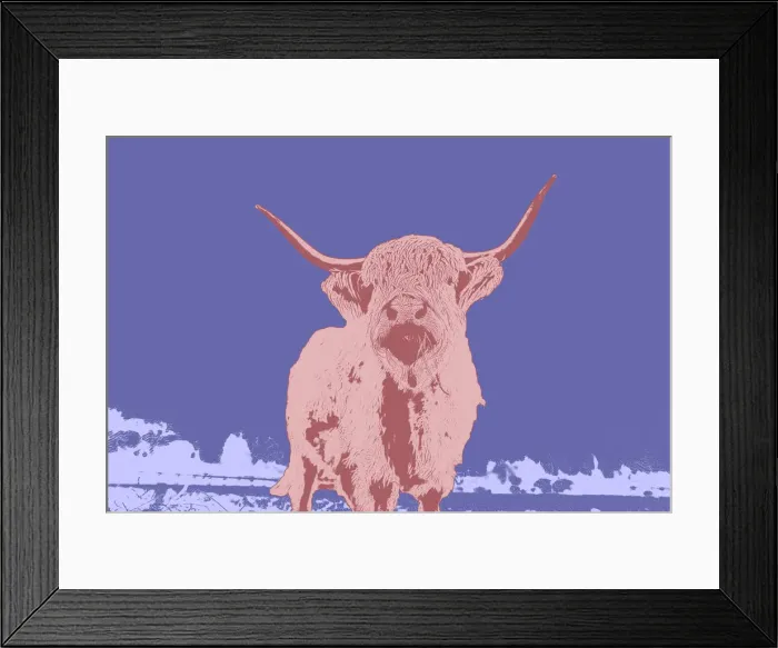 Framed Print : Warhol inspired Highland cattle Framed Print : Warhol inspired Highland cattle