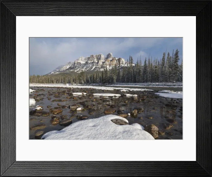 Framed Print : Castle Mountain and the Bow River after an early winter snowfall, Banff National Park, UNESCO World Heritage Site, Alberta, Canadian Rockies, Canada, North America Framed Print : Castle Mountain and the Bow River after an early winter snowfall, Banff National Park, UNESCO World Heritage Site, Alberta, Canadian Rockies, Canada, North America