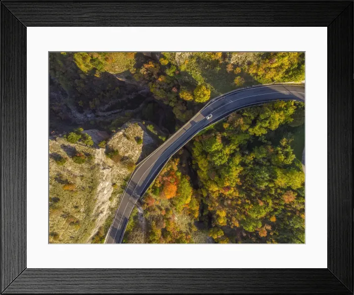 Framed Print : Aerial view of Scheggia Pass and Ponte a Botte bridge in autumn, Scheggia, Apennines, Umbria, Italy, Europe Framed Print : Aerial view of Scheggia Pass and Ponte a Botte bridge in autumn, Scheggia, Apennines, Umbria, Italy, Europe