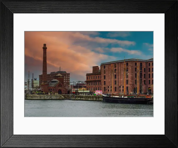 Framed Print : Evening view of Royal Albert Dock brick and stone buildings and warehouses, including The Pumphouse, Liverpool, Merseyside, England, United Kingdom, Europe Framed Print : Evening view of Royal Albert Dock brick and stone buildings and warehouses, including The Pumphouse, Liverpool, Merseyside, England, United Kingdom, Europe