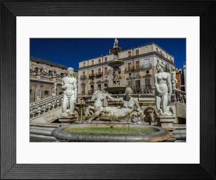 Framed Print : Fontana Pretoria landmark fountain with marble nude statues, Palermo, Sicily, Italy, Europe Framed Print : Fontana Pretoria landmark fountain with marble nude statues, Palermo, Sicily, Italy, Europe