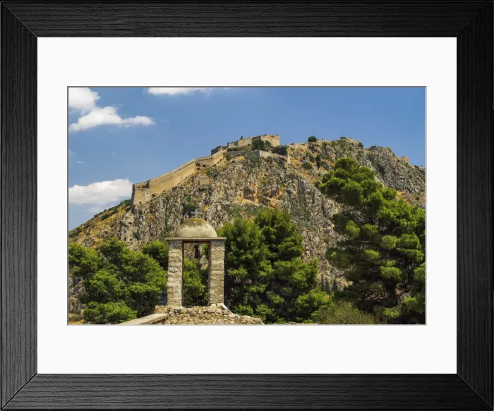 Framed Print : The 18th century Palamidi Fortress citadel with bastion on the hill, Nafplion, Peloponnese, Greece, Europe
