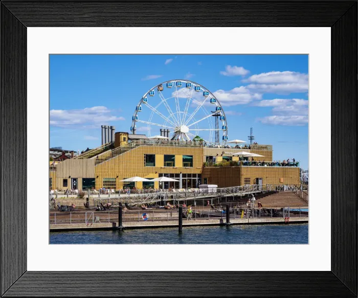 Framed Print : View over South Harbour towards Allas Sea Pool and Restaurand and SkyWheel Ferris Wheel, Helsinki, Uusimaa County, Finland, Europe