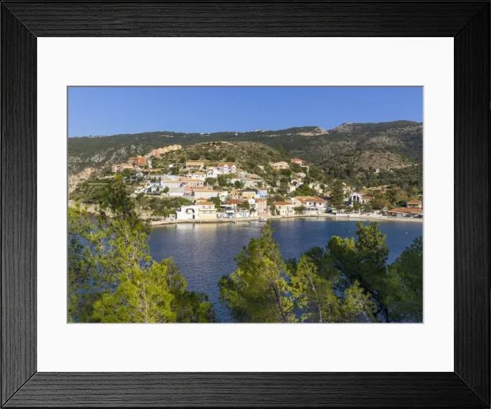 Framed Print : Elevated view over the village of Assos, Kefalonia, Ionian Islands, Greek Islands, Greece, Europe Framed Print : Elevated view over the village of Assos, Kefalonia, Ionian Islands, Greek Islands, Greece, Europe