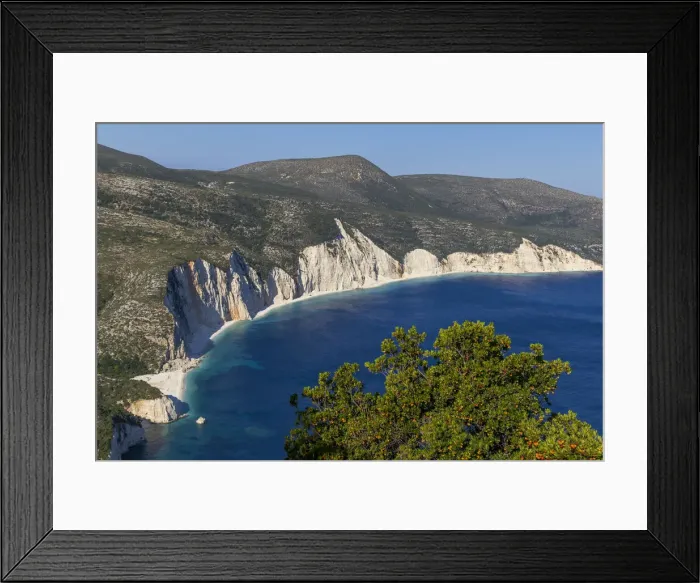 Framed Print : Elevated view over Fteri Beach and the surrounding bay, Kefalonia, Ionian Islands, Greek Islands, Greece, Europe Framed Print : Elevated view over Fteri Beach and the surrounding bay, Kefalonia, Ionian Islands, Greek Islands, Greece, Europe