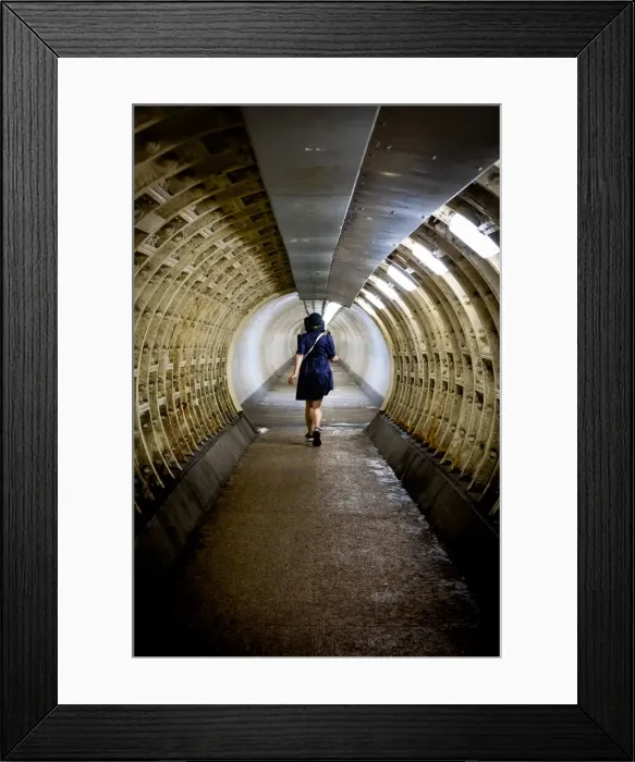 Framed Print : Woman walking through the Greenwich foot tunnel, Greenwich, London, England, United Kingdom, Europe Framed Print : Woman walking through the Greenwich foot tunnel, Greenwich, London, England, United Kingdom, Europe