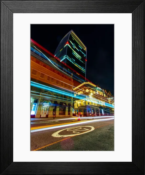 Framed Print : Walkie Talkie Building (20 Fenchurch Street) with light trails at night, City of London, London, England, United Kingdom, Europe Framed Print : Walkie Talkie Building (20 Fenchurch Street) with light trails at night, City of London, London, England, United Kingdom, Europe