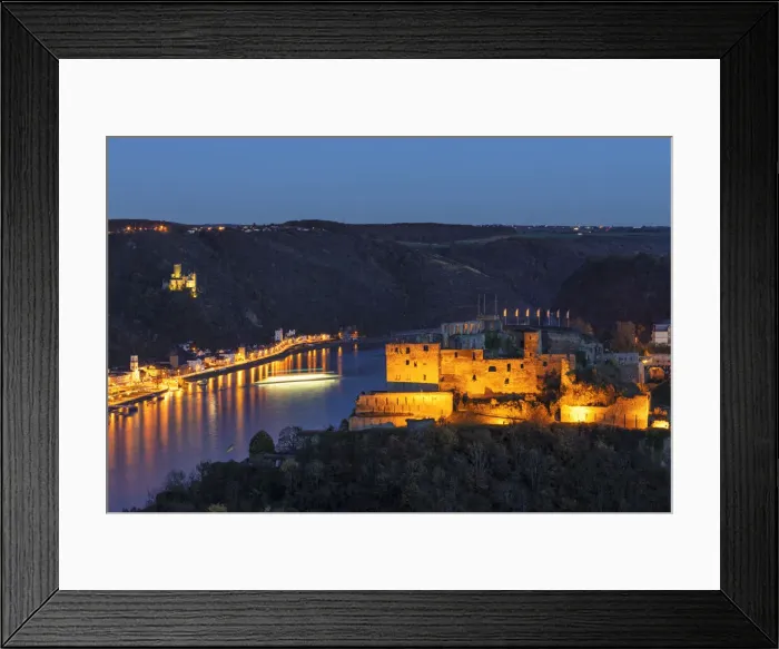 Framed Print : View over Engelsburg Castle to Gutenfels Castle, Kaub, Rhine Valley, Rhineland-Palatinate, Germany, Europe