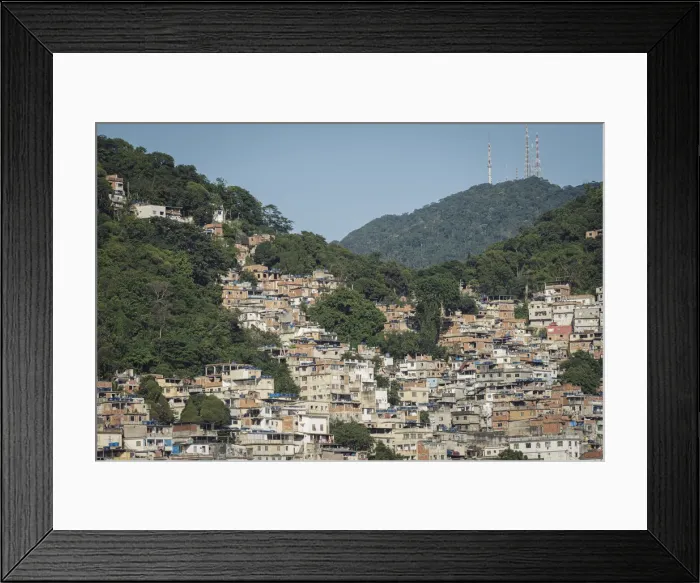 Framed Print : Tabajaras-Cabritos favela slum, impoverished community with poor housing, Tijuca National Park, Rio de Janeiro, Brazil, South America Framed Print : Tabajaras-Cabritos favela slum, impoverished community with poor housing, Tijuca National Park, Rio de Janeiro, Brazil, South America