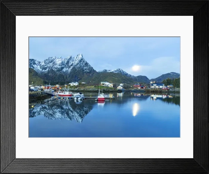 Framed Print : Fishing boats moored in the cold sea at dusk, Ballstad, Vestvagoy, Nordland, Lofoten Islands, Norway, Scandinavia, Europe Framed Print : Fishing boats moored in the cold sea at dusk, Ballstad, Vestvagoy, Nordland, Lofoten Islands, Norway, Scandinavia, Europe