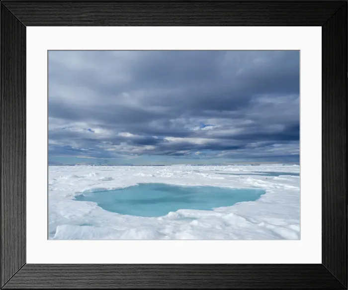 Framed Print : A melt water pool on first year sea ice near Snow Hill Island, Weddell Sea, Antarctica, Polar Regions Framed Print : A melt water pool on first year sea ice near Snow Hill Island, Weddell Sea, Antarctica, Polar Regions