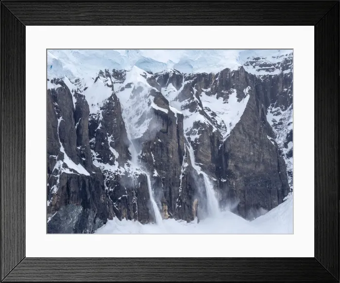 Framed Print : Snow falling in an avalanche on Brabant Island, Antarctica, Polar Regions Framed Print : Snow falling in an avalanche on Brabant Island, Antarctica, Polar Regions