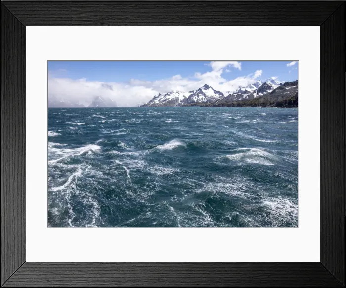 Framed Print : A view of snow-capped mountains and glaciers in Cooper Bay, South Georgia, South Atlantic, Polar Regions Framed Print : A view of snow-capped mountains and glaciers in Cooper Bay, South Georgia, South Atlantic, Polar Regions