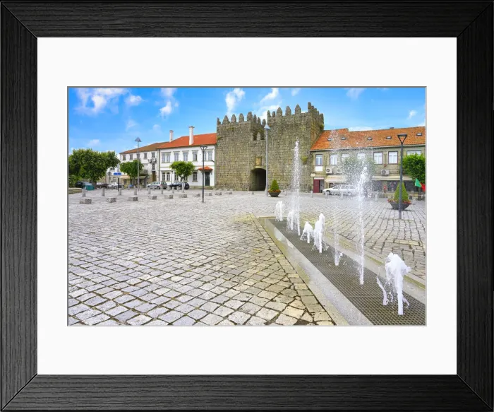 Framed Print : Fountain in front of Kings Gate, Trancoso, Serra da Estrela, Centro, Portugal, Europe Framed Print : Fountain in front of Kings Gate, Trancoso, Serra da Estrela, Centro, Portugal, Europe