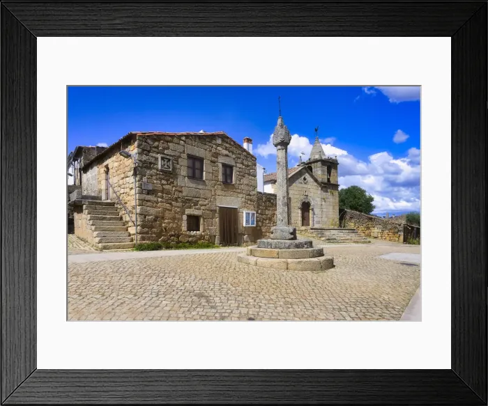 Framed Print : Stone pillory and Main Church, Idanha-a-Velha village, Serra da Estrela, Beira Alta, Portugal, Europe Framed Print : Stone pillory and Main Church, Idanha-a-Velha village, Serra da Estrela, Beira Alta, Portugal, Europe