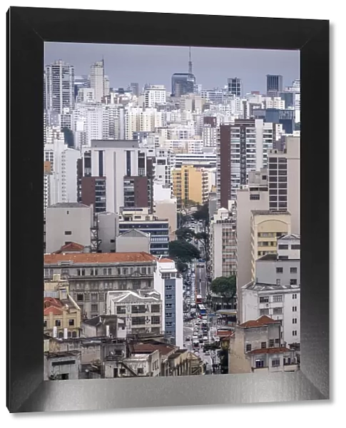 Concrete apartment blocks and commercial office buildings in the downtown financial district, Sao Paulo, Brazil, South America