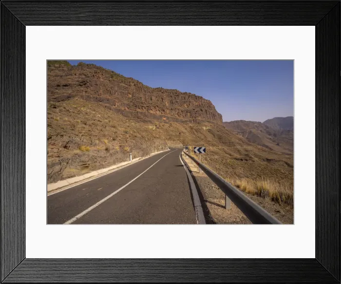 Framed Print : View of road in mountainous landscape near Tasarte, Gran Canaria, Canary Islands, Spain, Atlantic, Europe Framed Print : View of road in mountainous landscape near Tasarte, Gran Canaria, Canary Islands, Spain, Atlantic, Europe