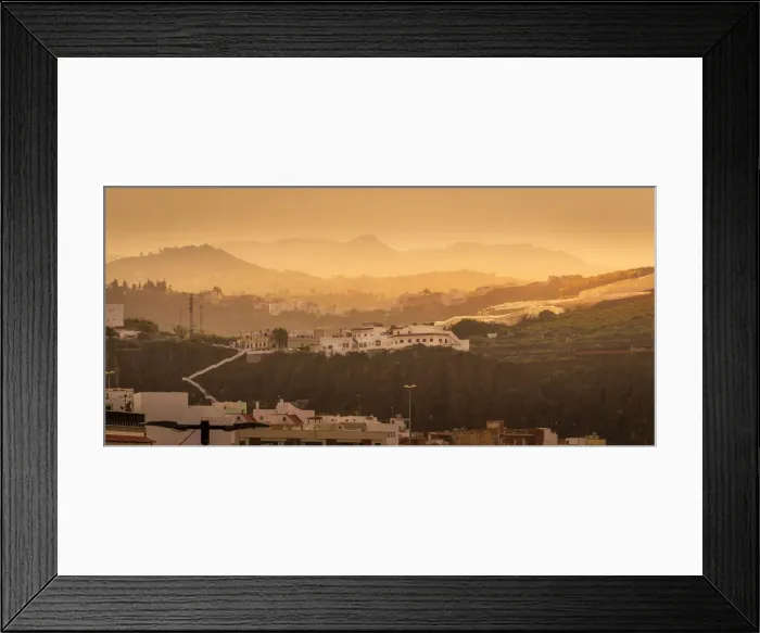 Framed Print : View of hillside houses and mountains at sunset near El Pagador, Las Palmas, Gran Canaria, Canary Islands, Spain, Atlantic, Europe Framed Print : View of hillside houses and mountains at sunset near El Pagador, Las Palmas, Gran Canaria, Canary Islands, Spain, Atlantic, Europe