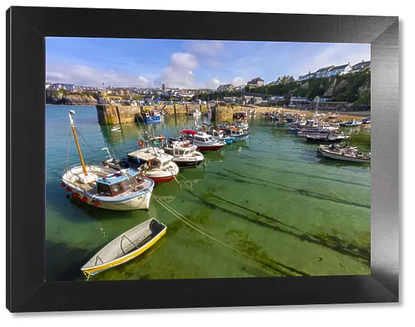 Small fishing boats, Newquay Harbour, Newquay, Cornwall, England, United Kingdom, Europe