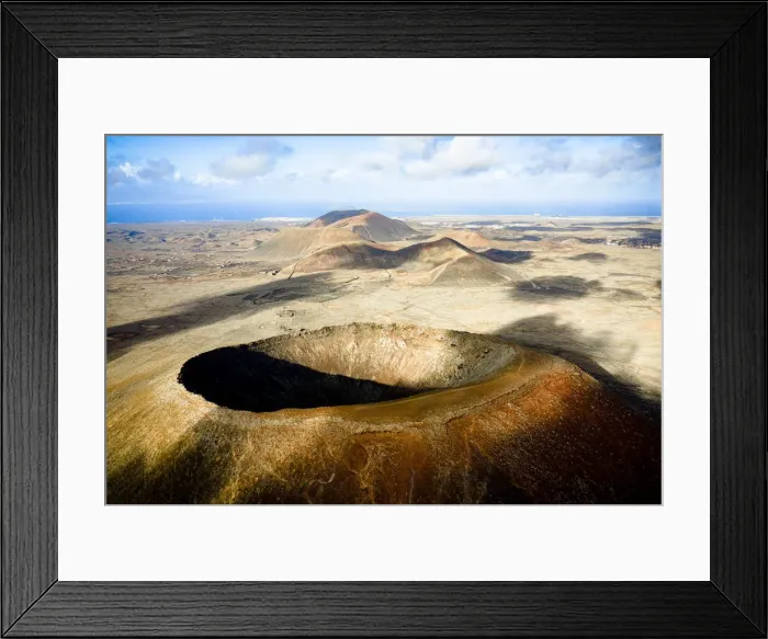 Framed Print : Majestic crater of Hondo volcano (Calderon Hondo) with the ocean in background, Corralejo, Fuerteventura, Canary Islands, Spain, Atlantic, Europe Framed Print : Majestic crater of Hondo volcano (Calderon Hondo) with the ocean in background, Corralejo, Fuerteventura, Canary Islands, Spain, Atlantic, Europe