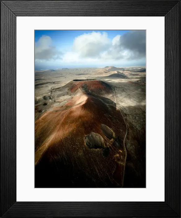Framed Print : Aerial view of volcanoes at dawn, Corralejo, Fuerteventura, Canary Islands, Spain, Atlantic, Europe Framed Print : Aerial view of volcanoes at dawn, Corralejo, Fuerteventura, Canary Islands, Spain, Atlantic, Europe