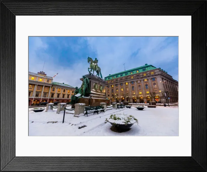 Framed Print : Gustav II Adolfs equestrian statue in front of the Royal Swedish Opera House, Stockholm, Sweden, Scandinavia, Europe