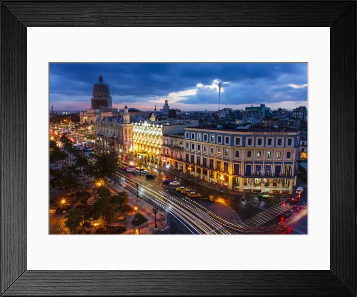 Framed Print : Dusk view of El Capitolio building, Parque Central and buildings, Havana, Cuba, West Indies, Central America Framed Print : Dusk view of El Capitolio building, Parque Central and buildings, Havana, Cuba, West Indies, Central America