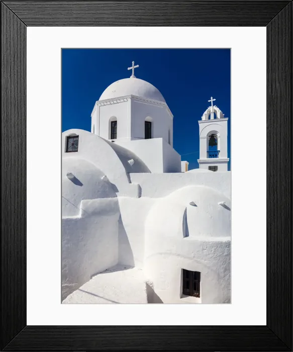 Framed Print : White domed church and blue sky, Santorini, Cyclades, Greek Islands, Greece, Europe Framed Print : White domed church and blue sky, Santorini, Cyclades, Greek Islands, Greece, Europe