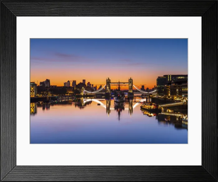 Framed Print : Tower Bridge, HMS Belfast and reflections in a still River Thames at sunrise, London, England, United Kingdom, Europe Framed Print : Tower Bridge, HMS Belfast and reflections in a still River Thames at sunrise, London, England, United Kingdom, Europe