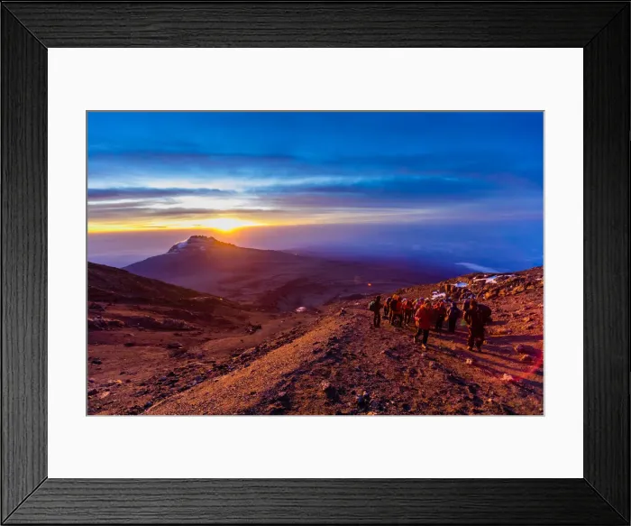 Framed Print : Hiking up Mount Kilimanjaro at sunset, UNESCO World Heritage Site, Tanzania, East Africa, Africa Framed Print : Hiking up Mount Kilimanjaro at sunset, UNESCO World Heritage Site, Tanzania, East Africa, Africa