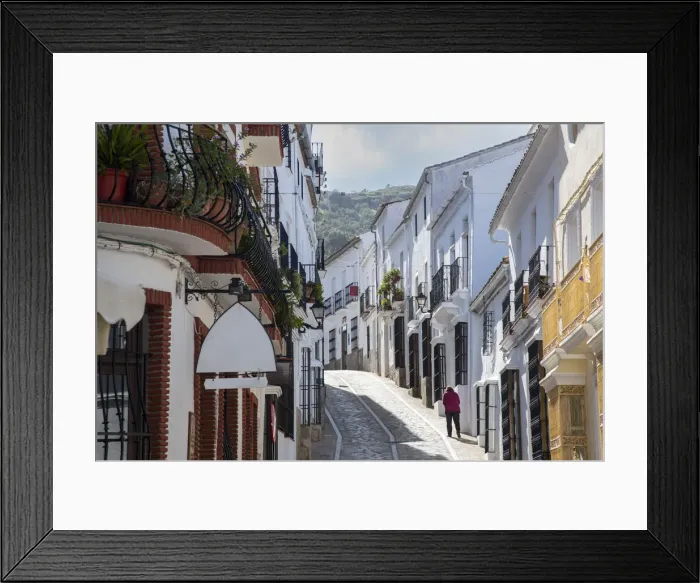 Framed Print : Out for a stroll in Zahara de la Sierra, one of the whitewashed towns of Andalusia, Spain, Europe Framed Print : Out for a stroll in Zahara de la Sierra, one of the whitewashed towns of Andalusia, Spain, Europe