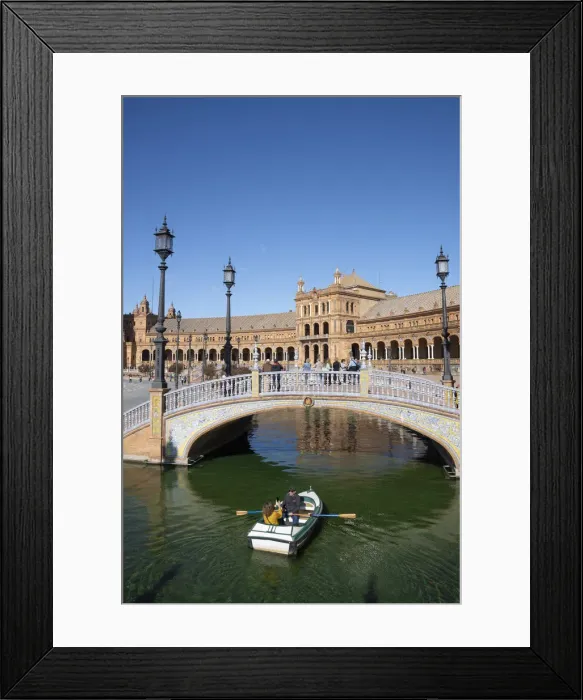 Framed Print : Rowing boat on the canal of Plaza de Espana, Seville, Andalusia, Spain, Europe Framed Print : Rowing boat on the canal of Plaza de Espana, Seville, Andalusia, Spain, Europe