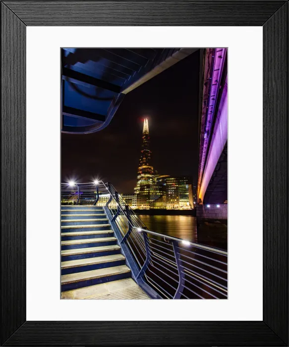 Framed Print : The Shard and London Bridge at night, London, England, United Kingdom, Europe