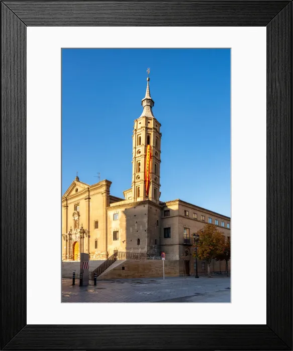 Framed Print : Salvador Cathedral on a sunny day, Zaragoza, Aragon, Spain, Europe Framed Print : Salvador Cathedral on a sunny day, Zaragoza, Aragon, Spain, Europe