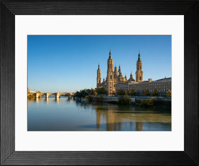 Framed Print : Basilica del Pilar Cathedral with stone bridge crossing Ebro River, Zaragoza, Aragon, Spain, Europe Framed Print : Basilica del Pilar Cathedral with stone bridge crossing Ebro River, Zaragoza, Aragon, Spain, Europe