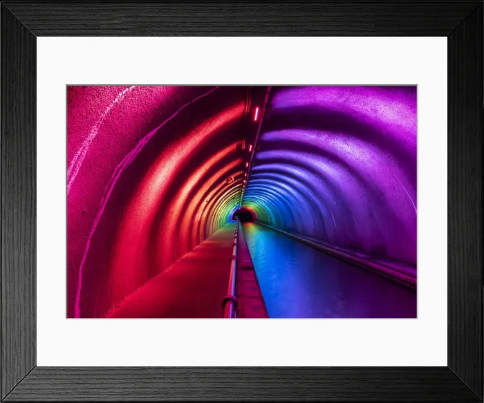 Framed Print : Colourful illuminated interior of the Roughcastle Tunnel at night, Edinburgh and Glasgow Union Canal, Falkirk, Scotland, United Kingdom, Europe Framed Print : Colourful illuminated interior of the Roughcastle Tunnel at night, Edinburgh and Glasgow Union Canal, Falkirk, Scotland, United Kingdom, Europe