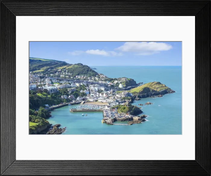 Framed Print : Ilfracombe town and harbour with Capstone Hill from Hillsborough, Ilfracombe, Devon, England, United Kingdom, Europe