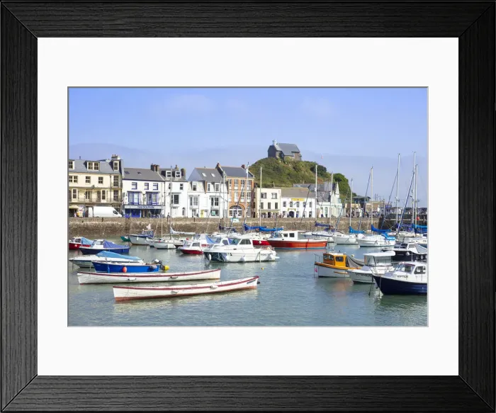 Framed Print : Ilfracombe harbour with yachts and St. Nicholas Chapel overlooking the town of Ilfracombe, Devon, England, United Kingdom, Europe Framed Print : Ilfracombe harbour with yachts and St. Nicholas Chapel overlooking the town of Ilfracombe, Devon, England, United Kingdom, Europe