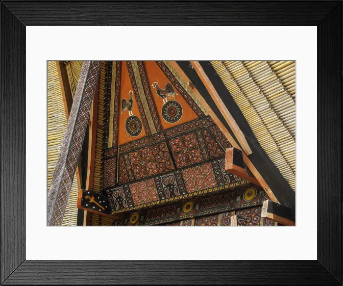 Framed Print : Tongkonan (rice barn) (house) with cockerel and sun motifs at a village North of Rantepao, Parinding, Toraja, South Sulawesi, Indonesia, Southeast Asia, Asia Framed Print : Tongkonan (rice barn) (house) with cockerel and sun motifs at a village North of Rantepao, Parinding, Toraja, South Sulawesi, Indonesia, Southeast Asia, Asia