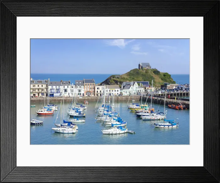 Framed Print : Ilfracombe harbour with yachts and St. Nicholas Chapel overlooking the town of Ilfracombe, Devon, England, United Kingdom, Europe Framed Print : Ilfracombe harbour with yachts and St. Nicholas Chapel overlooking the town of Ilfracombe, Devon, England, United Kingdom, Europe