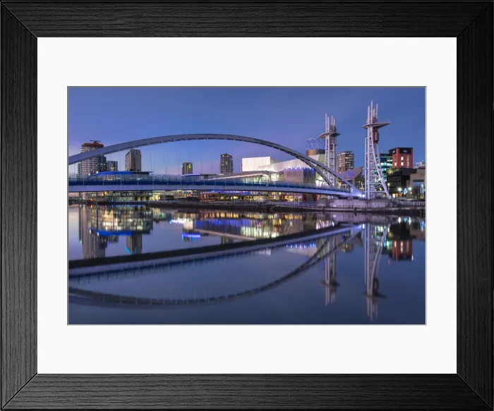 Framed Print : The Lowry Footbridge and Lowry Centre at night, Salford Quays, Salford, Manchester, England, United Kingdom, Europe Framed Print : The Lowry Footbridge and Lowry Centre at night, Salford Quays, Salford, Manchester, England, United Kingdom, Europe