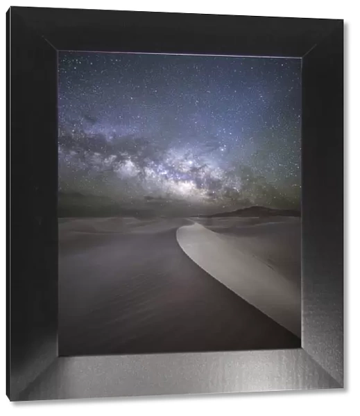Milky way shot over sand dunes of Sahara Desert, Merzouga, Morocco, North Africa, Africa