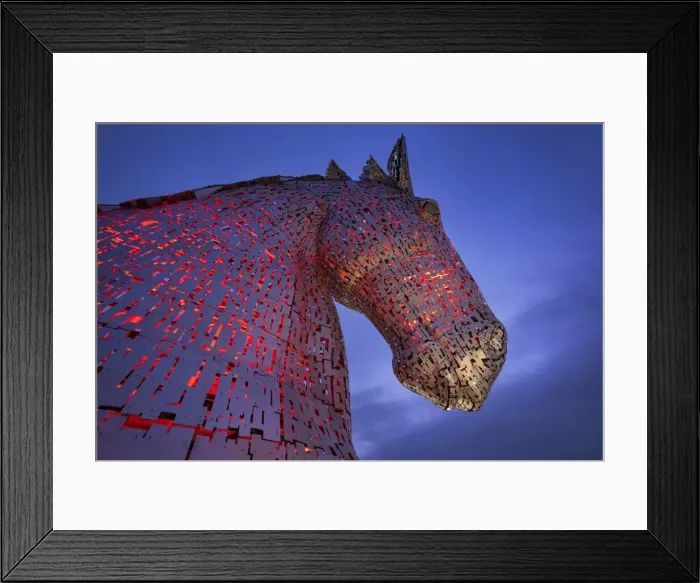 Framed Print : One of the two Kelpies sculptures at night, near Falkirk, Stirlingshire, Scotland, United Kingdom, Europe Framed Print : One of the two Kelpies sculptures at night, near Falkirk, Stirlingshire, Scotland, United Kingdom, Europe