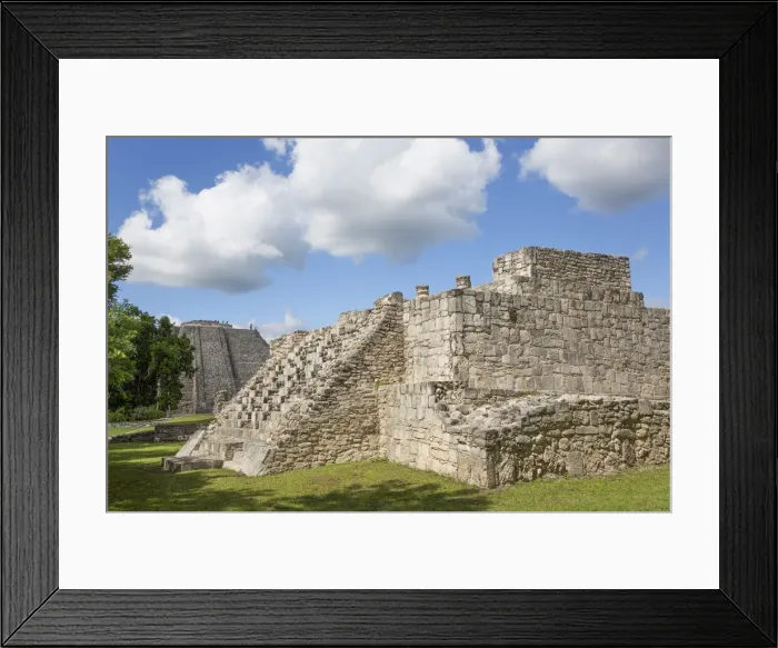 Framed Print : Turtle Temple in the foreground, Kukulcan Temple (Castillo) in the background, Mayan Ruins, Mayapan Archaeological Zone, Yucatan State, Mexico, North America Framed Print : Turtle Temple in the foreground, Kukulcan Temple (Castillo) in the background, Mayan Ruins, Mayapan Archaeological Zone, Yucatan State, Mexico, North America