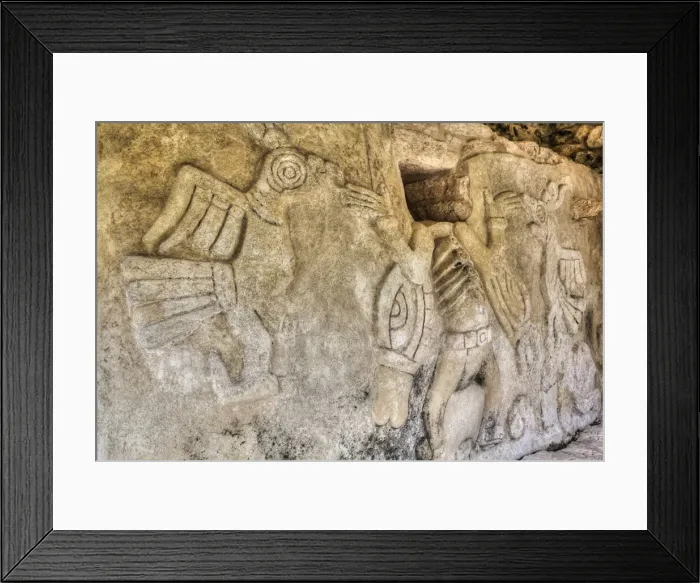 Framed Print : Stucco Relief Figures, Kukulcan Temple, Mayan Ruins, Mayapan Archaeological Zone, Yucatan State, Mexico, North America Framed Print : Stucco Relief Figures, Kukulcan Temple, Mayan Ruins, Mayapan Archaeological Zone, Yucatan State, Mexico, North America