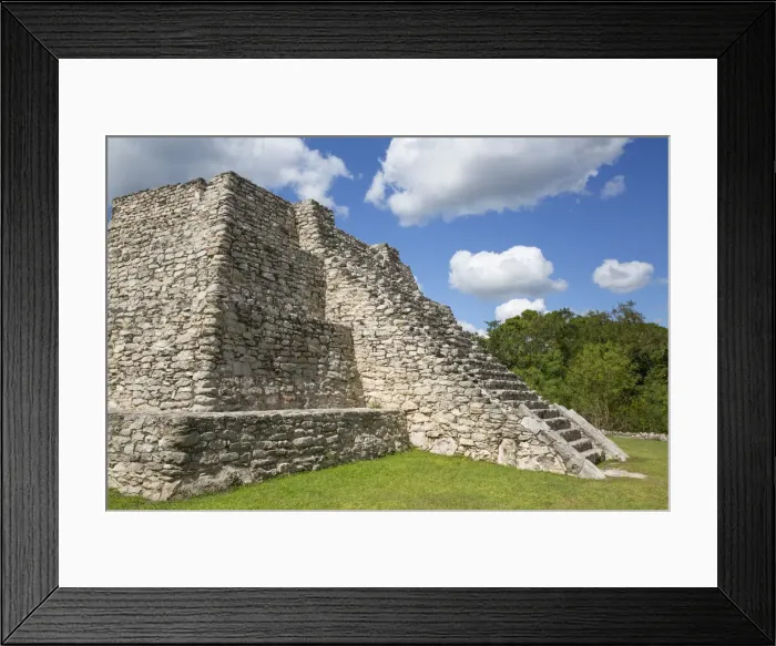Framed Print : Crematorium Pyramid, Mayan Ruins, Mayapan Archaeological Zone, Yucatan State, Mexico, North America