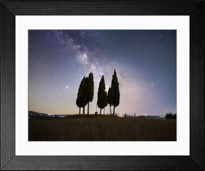 Framed Print : Milky way above a group of cypresses, Val d Orcia, Tuscany, Italy, Europe Framed Print : Milky way above a group of cypresses, Val d Orcia, Tuscany, Italy, Europe