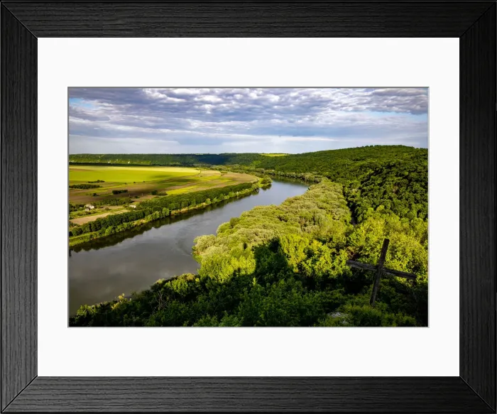 Framed Print : View of the Dniestr River and Ukraine from Soroca, Moldova, Europe Framed Print : View of the Dniestr River and Ukraine from Soroca, Moldova, Europe