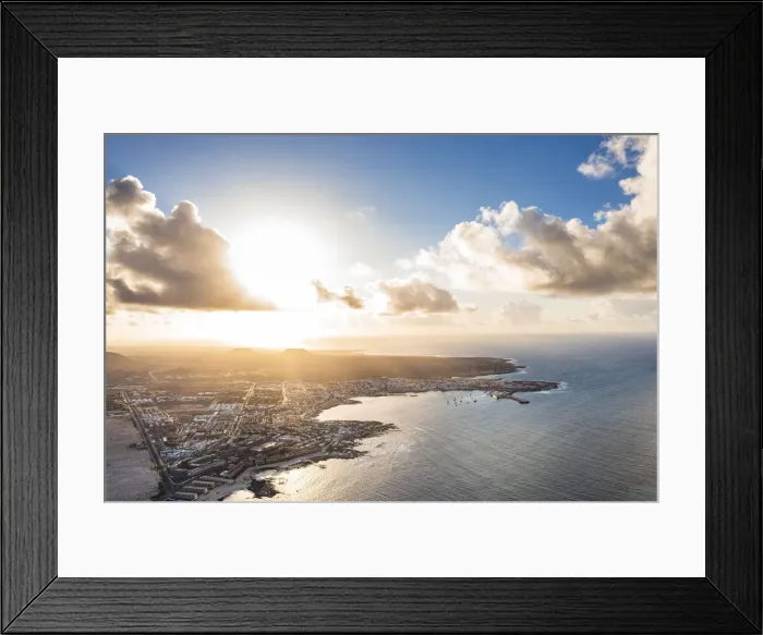Framed Print : Aerial view of Corralejo at sunset, Fuerteventura, Canary Islands, Spain, Atlantic, Europe Framed Print : Aerial view of Corralejo at sunset, Fuerteventura, Canary Islands, Spain, Atlantic, Europe